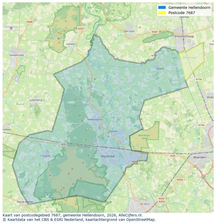 Postcodekaart voor 7687