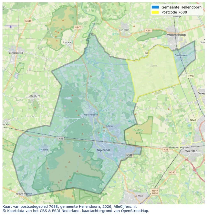 Mapa de códigos postales para 7688