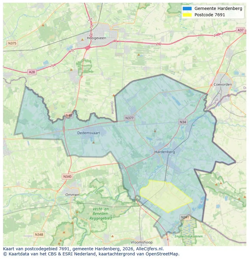Mapa de códigos postales para 7691