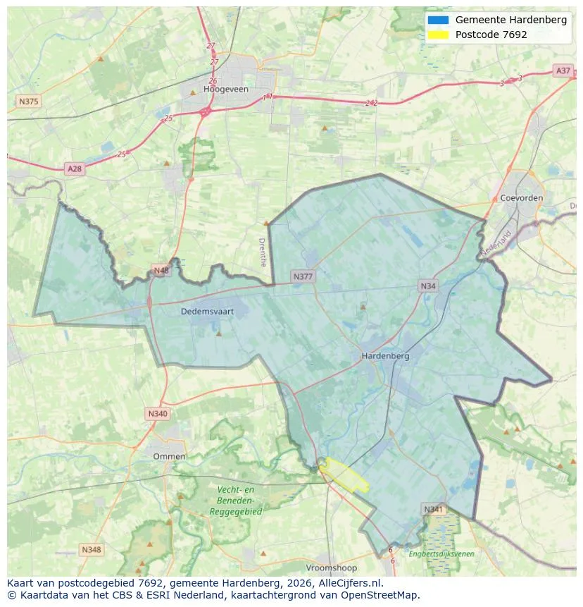 Postcodekaart voor 7692