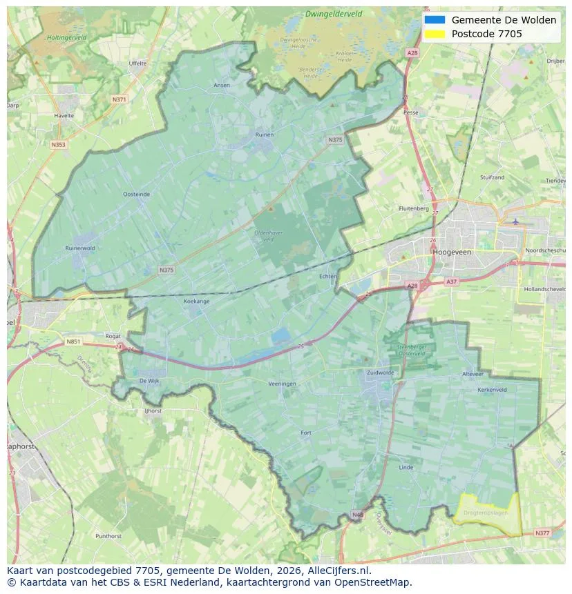 Postcodekaart voor 7705