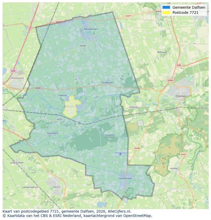 Postcode map for 7721