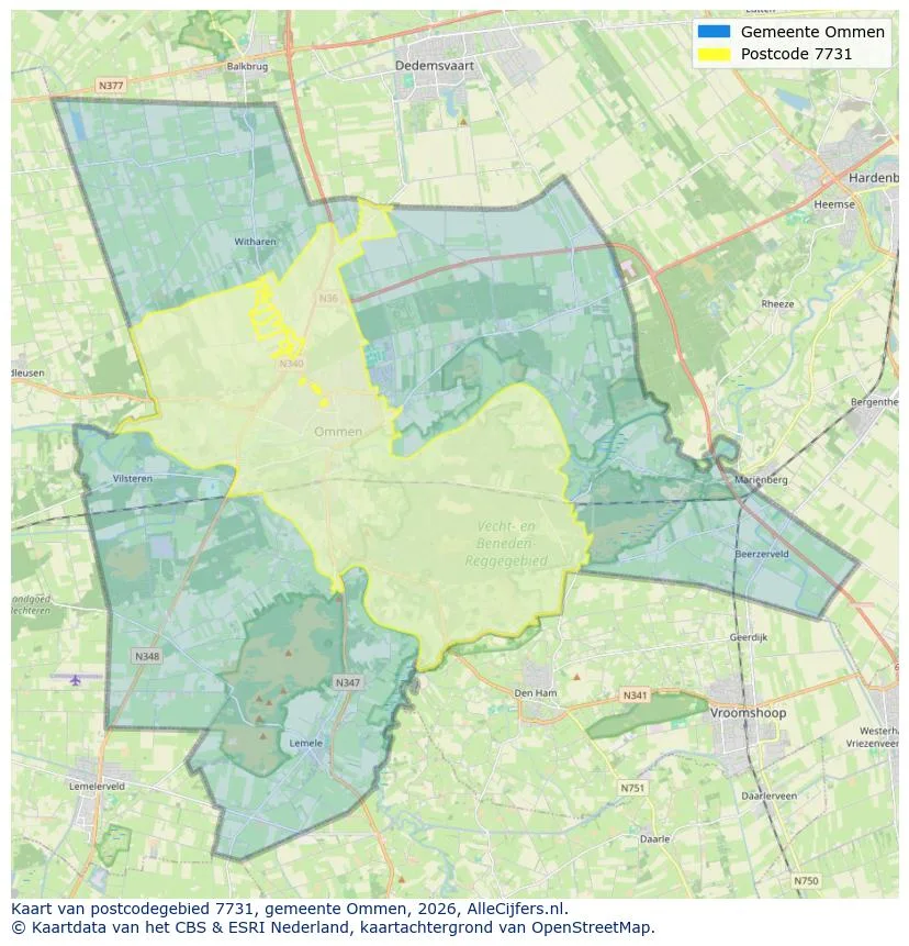Postcodekaart voor 7731