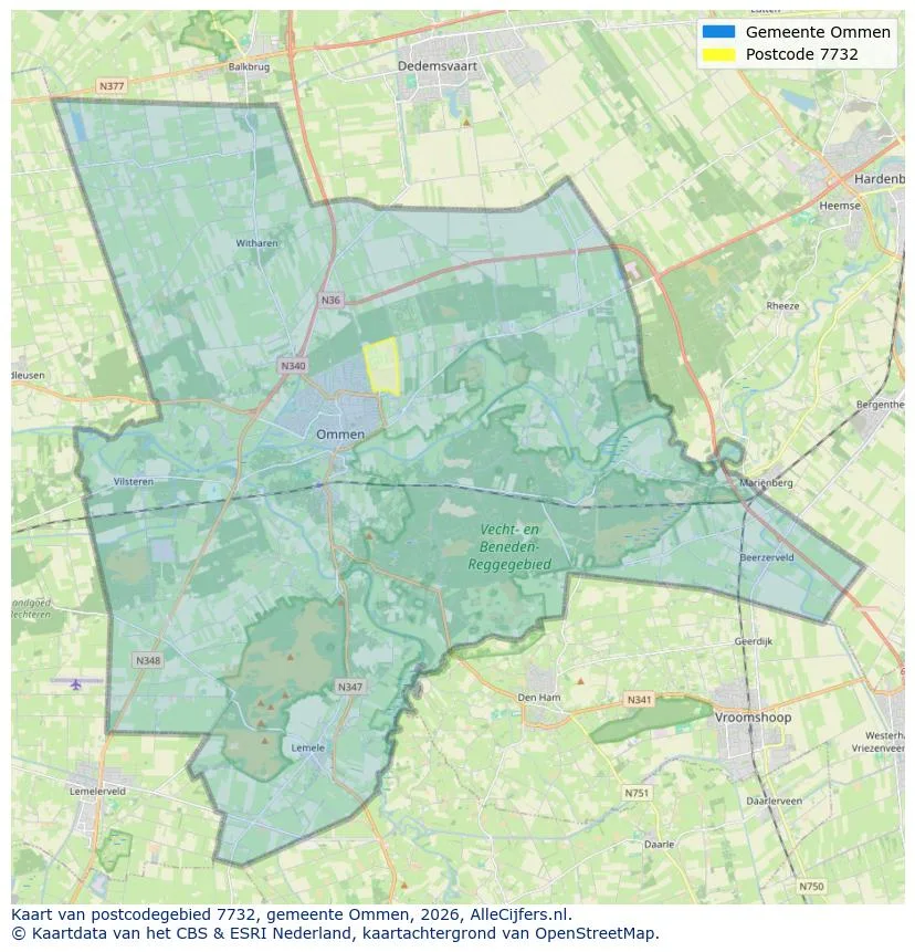 Postcodekaart voor 7732