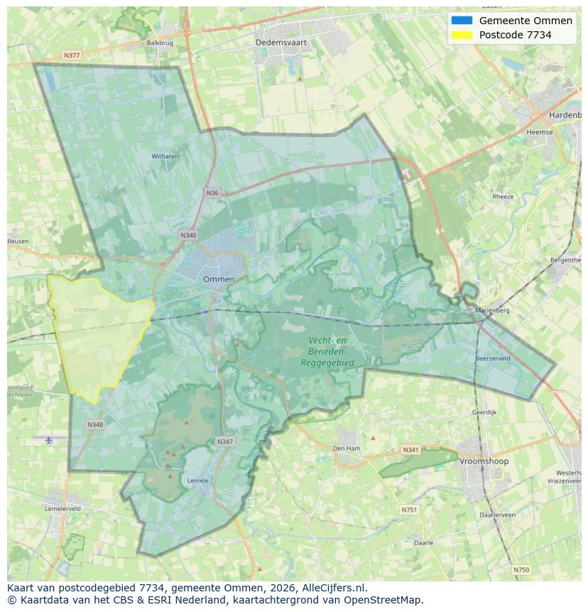 Postcodekaart voor 7734