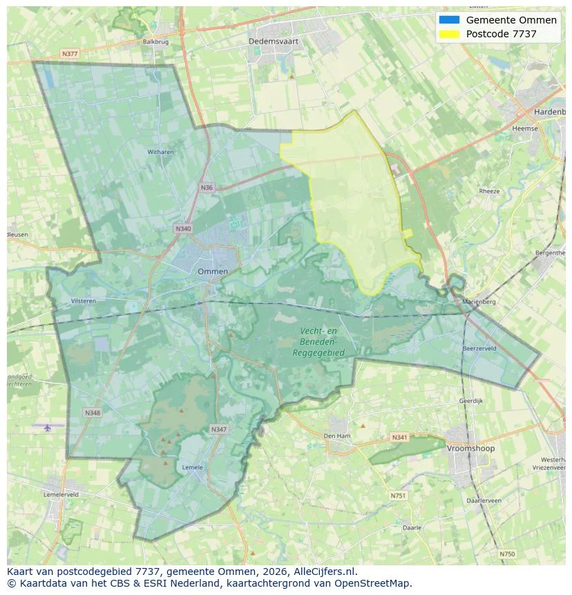 Mapa de códigos postales para 7737
