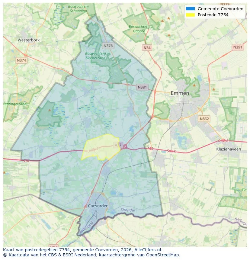 Postcodekaart voor 7754