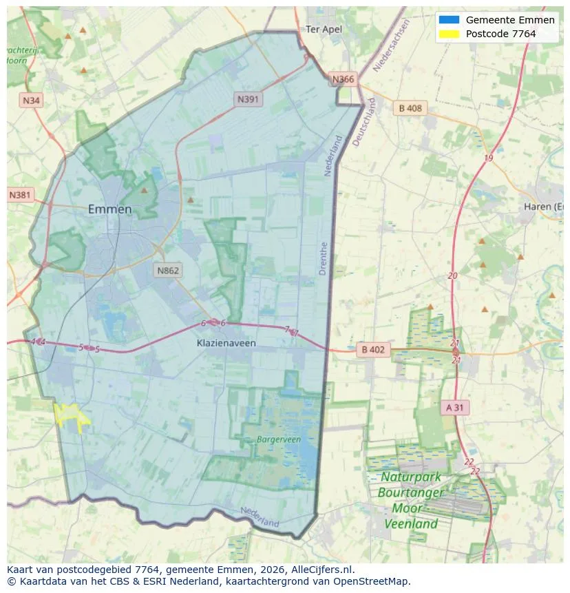 Postcodekaart voor 7764