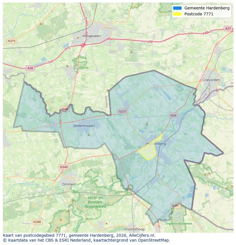 Postcodekaart voor 7771