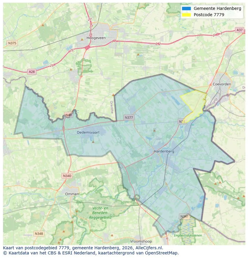 Postcodekaart voor 7779
