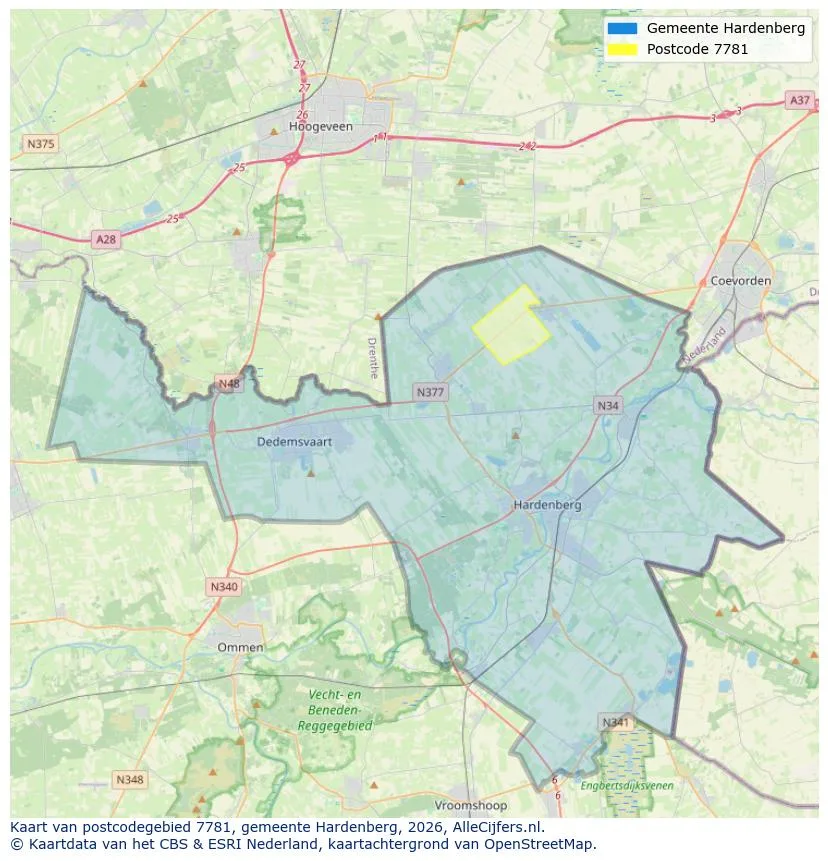Postcodekaart voor 7781