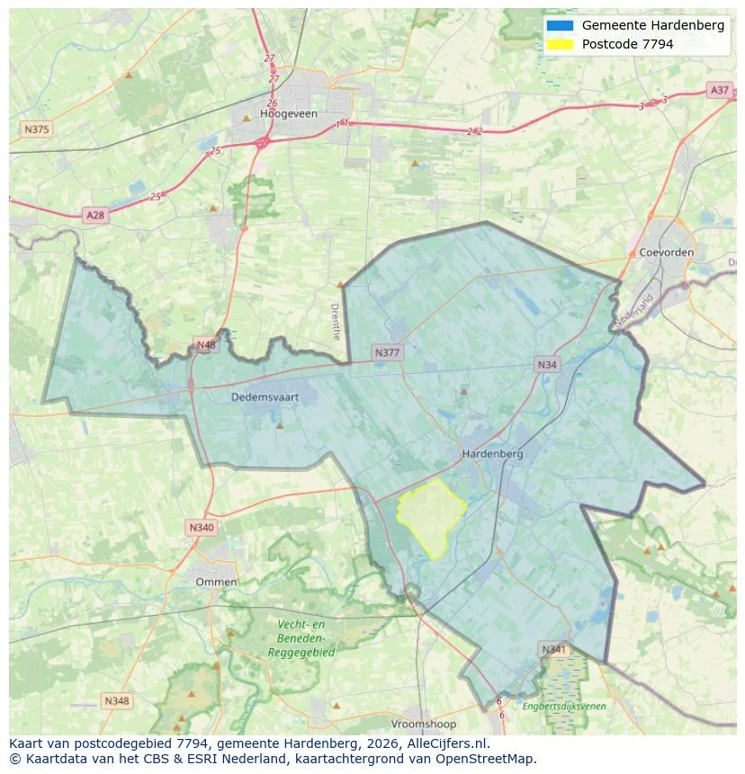 Postcodekaart voor 7794