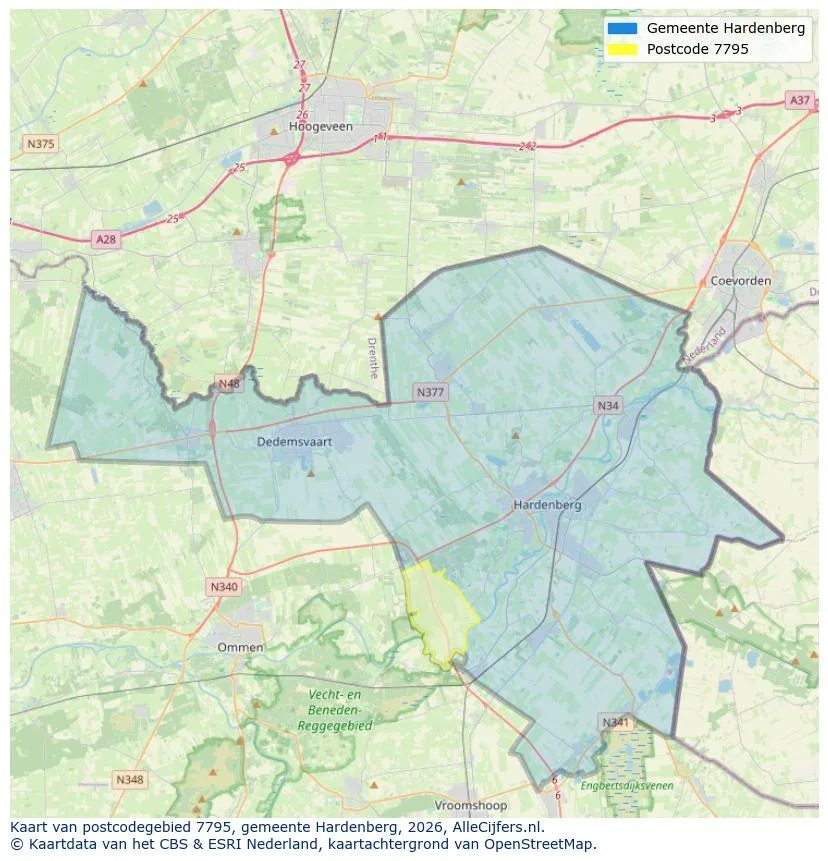 Postcode map for 7795