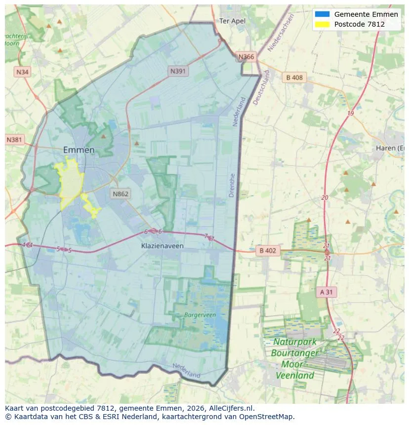 Mapa de códigos postales para 7812