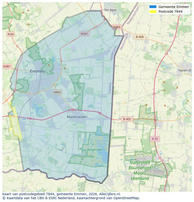 Postcodekaart voor 7844