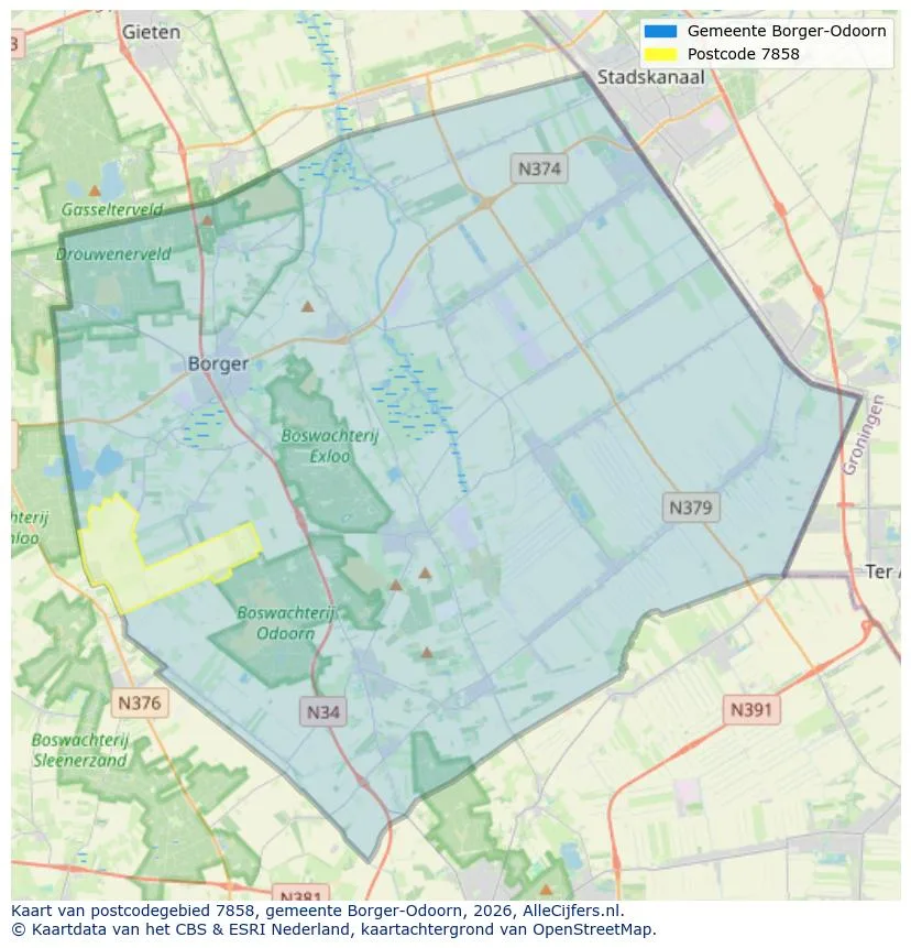 Postcodekaart voor 7858
