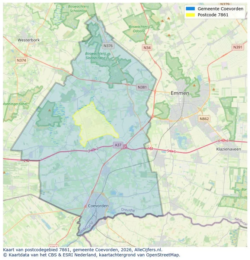 Postcodekaart voor 7861