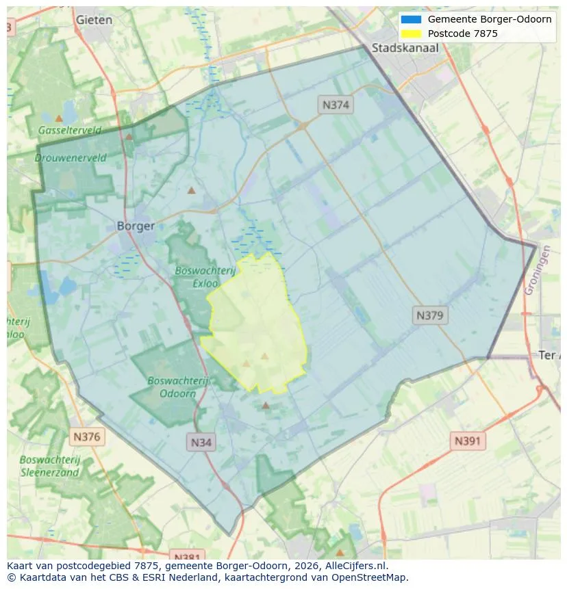 Postcode map for 7875