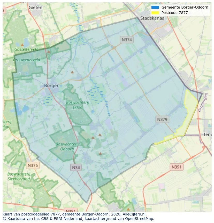 Postcodekaart voor 7877