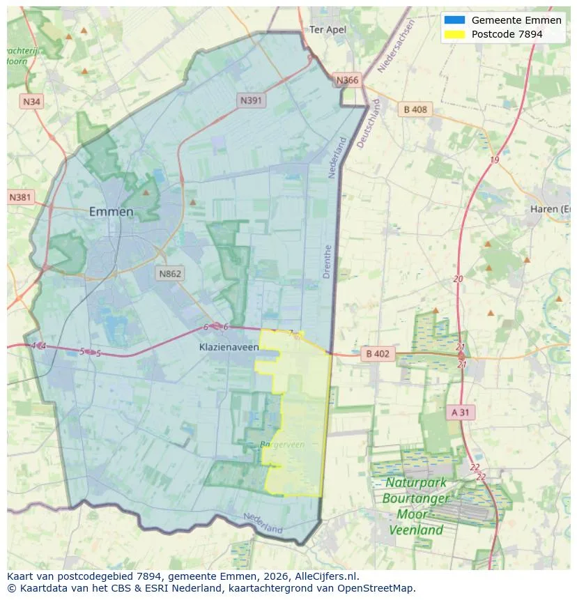 Mapa de códigos postales para 7894