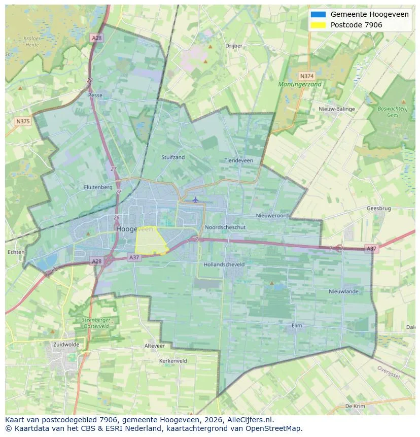 Postcodekaart voor 7906