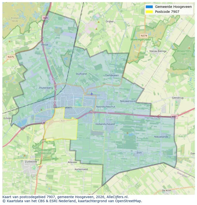 Postcodekaart voor 7907
