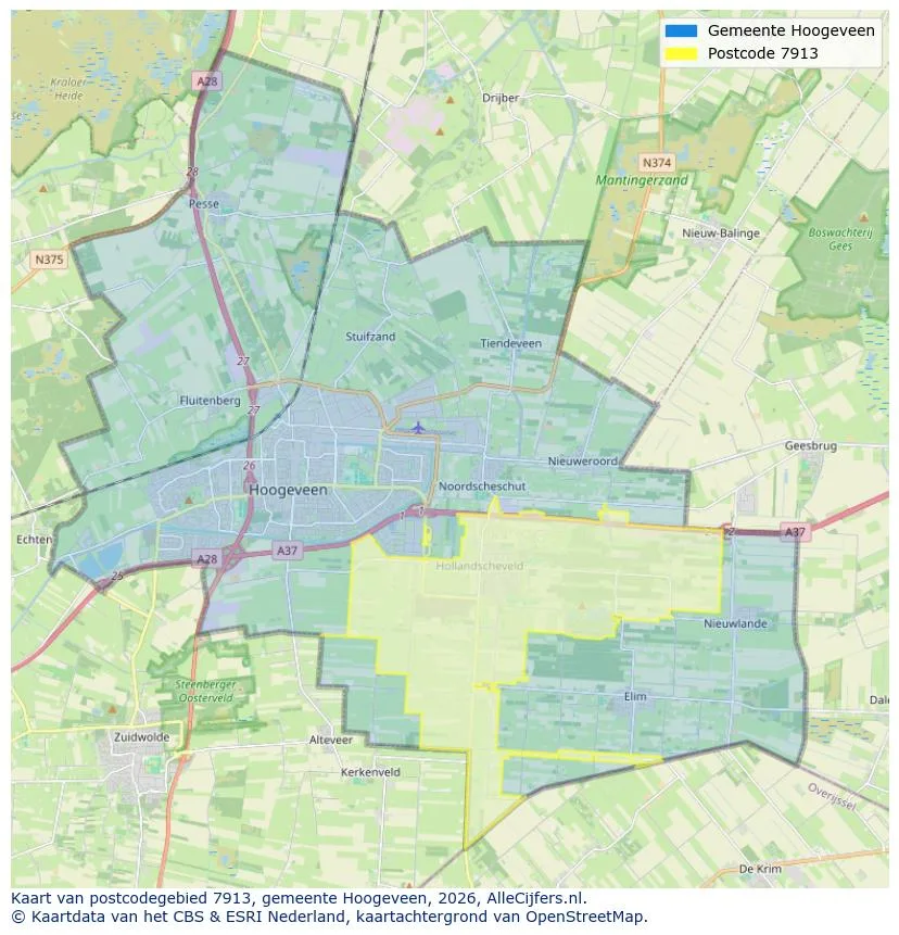 Postcode map for 7913