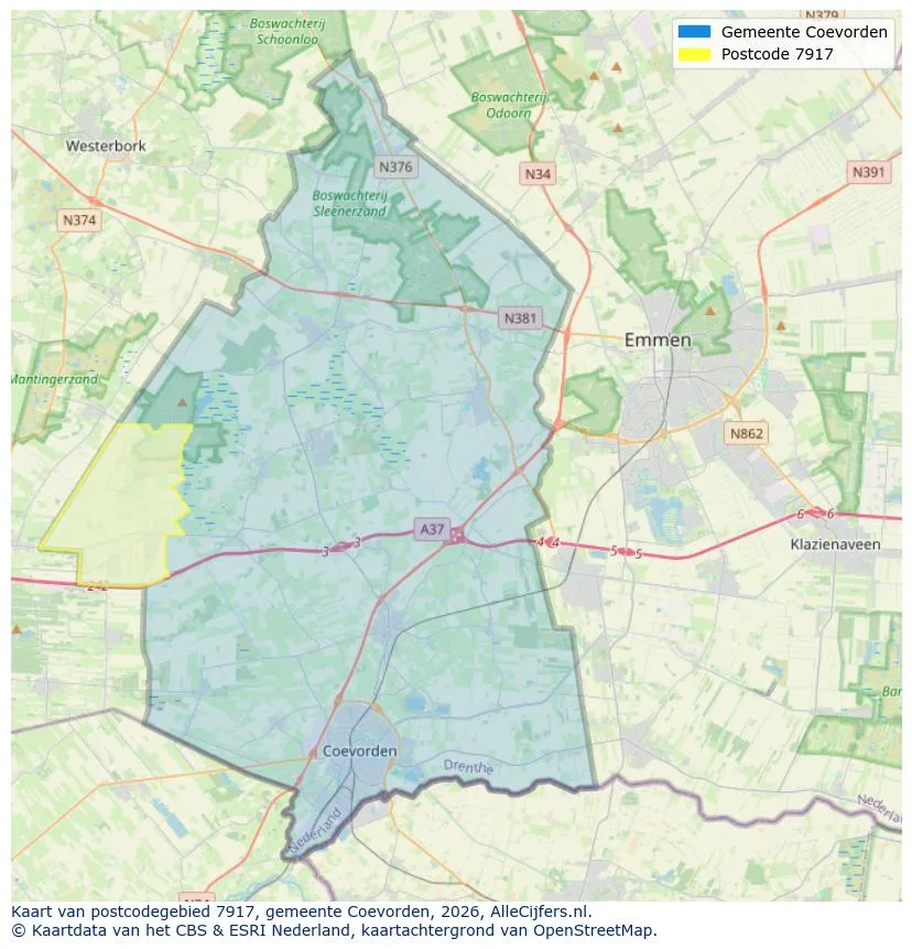 Postcodekaart voor 7917
