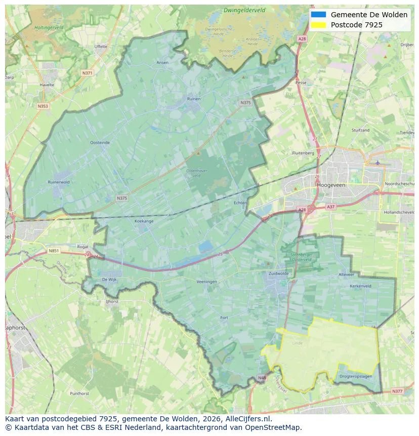 Mapa de códigos postales para 7925