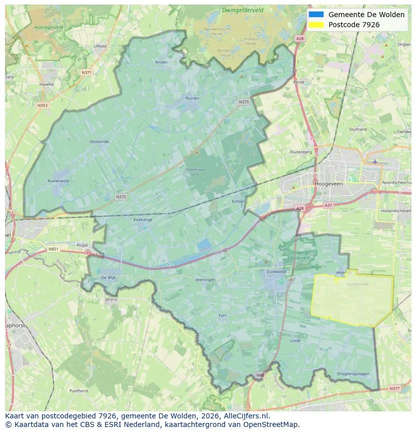 Mapa de códigos postales para 7926