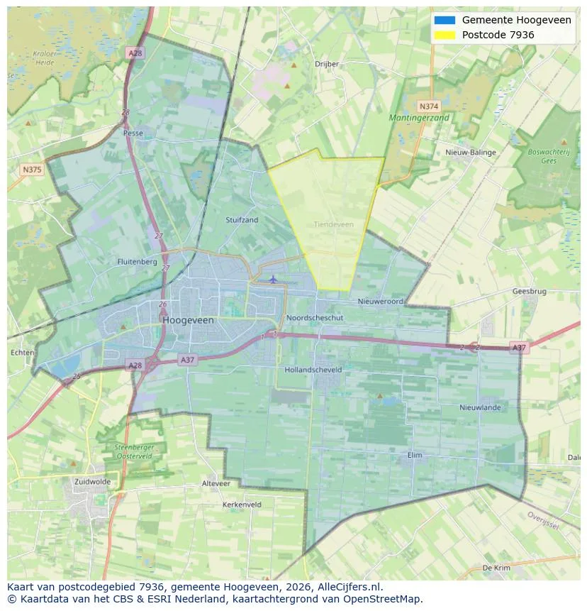 Postcodekaart voor 7936