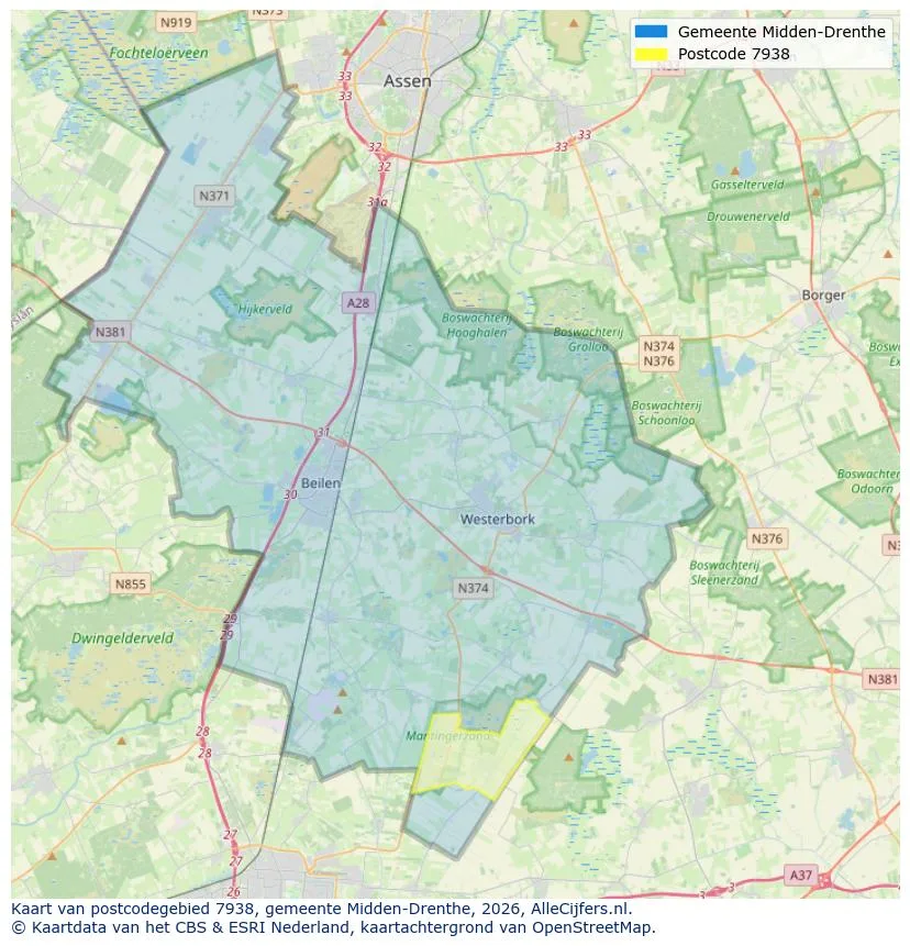 Postcodekaart voor 7938