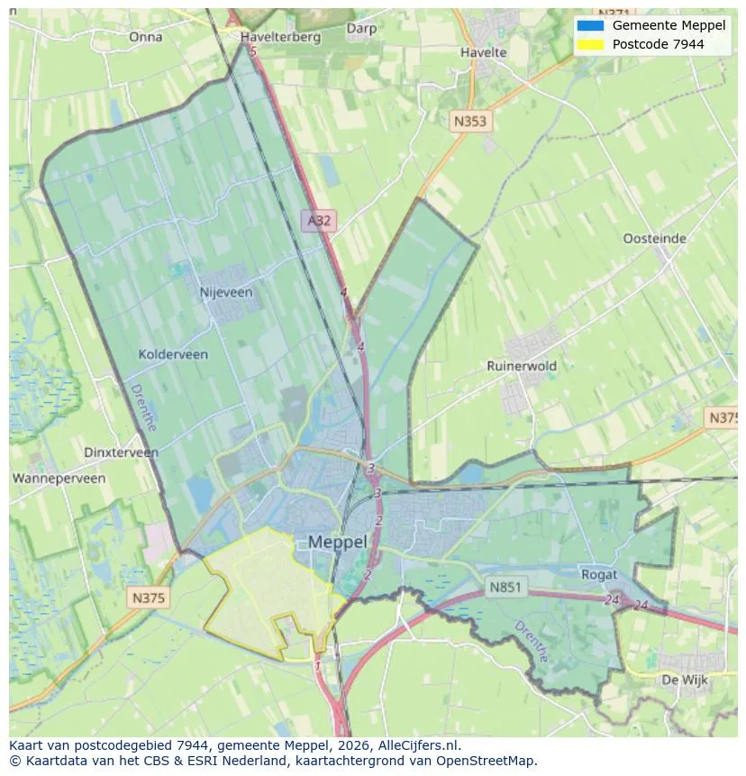 Postcode map for 7944