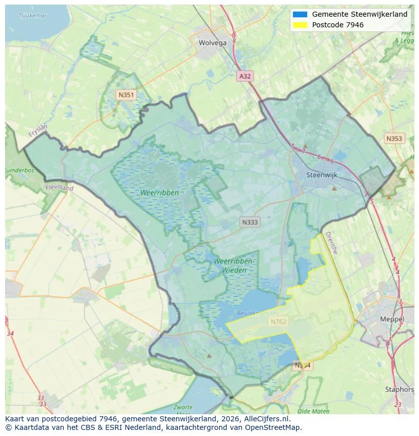 Postcodekaart voor 7946