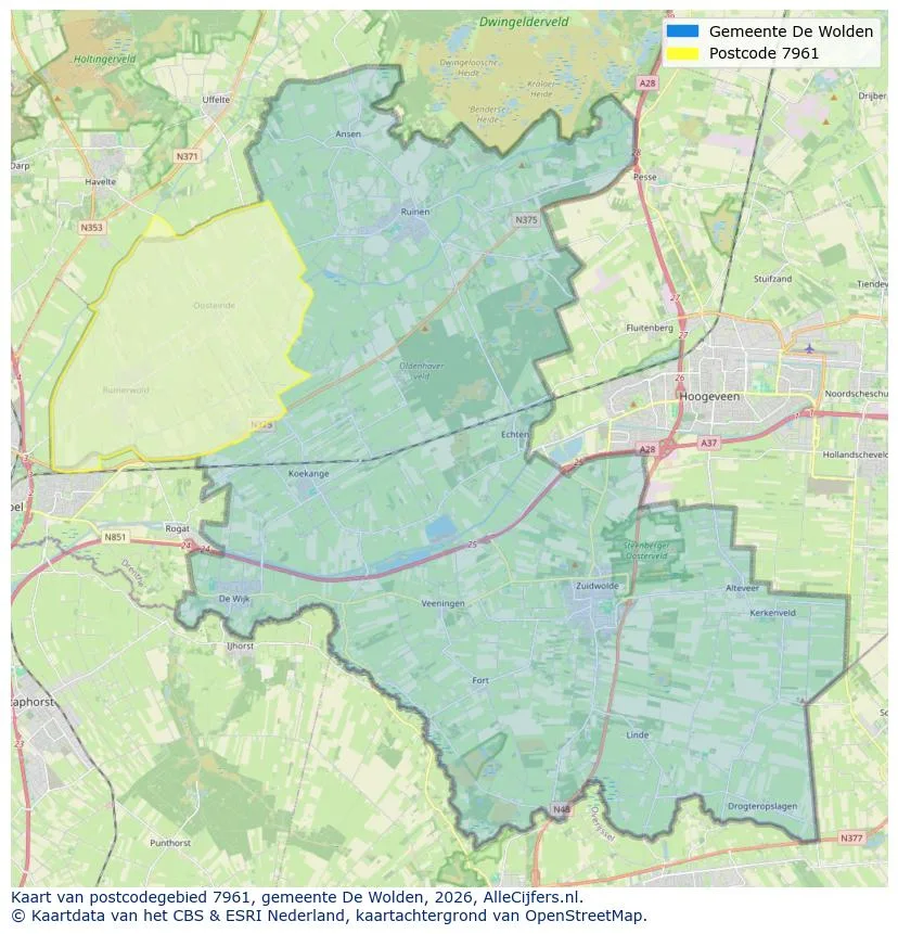 Postcodekaart voor 7961