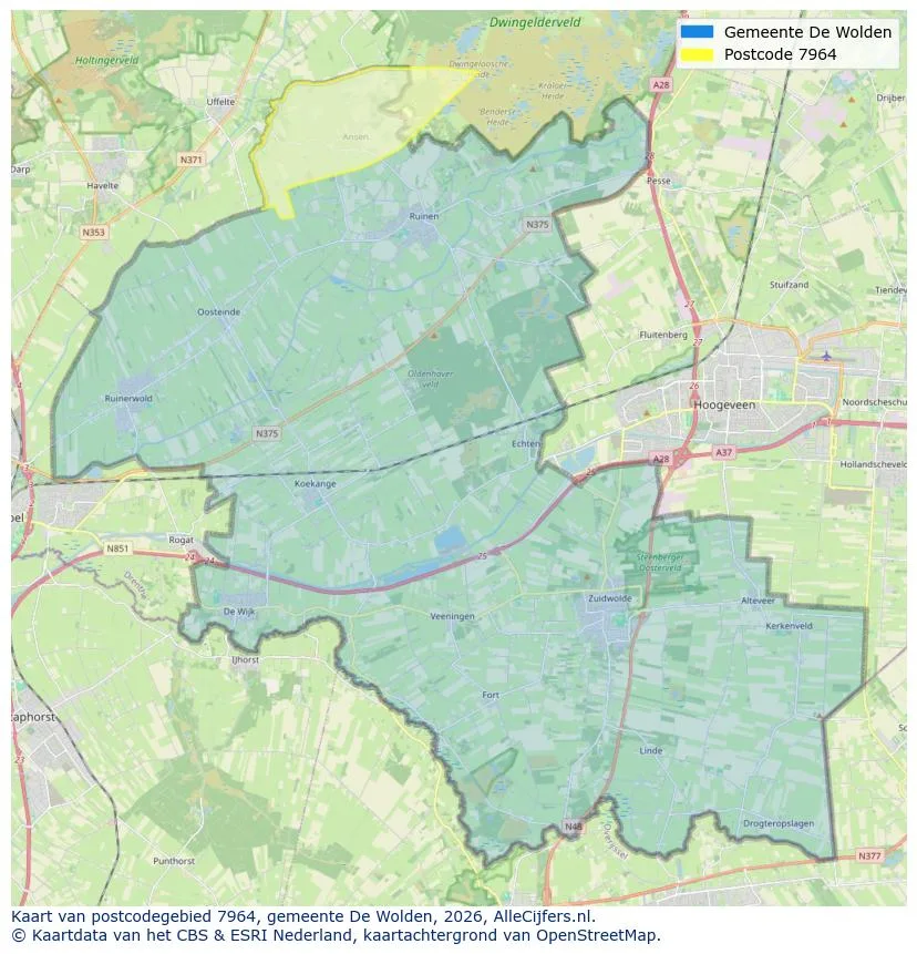 Postcodekaart voor 7964