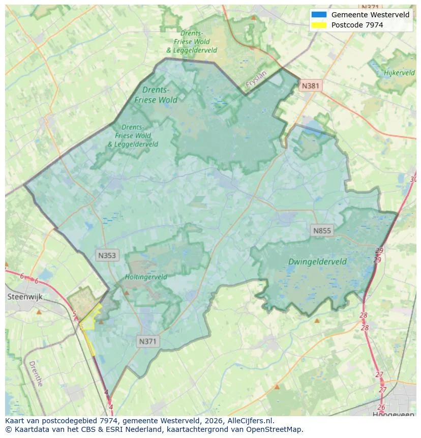 Postcodekaart voor 7974