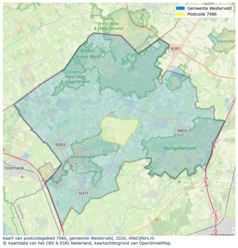 Postcodekaart voor 7986