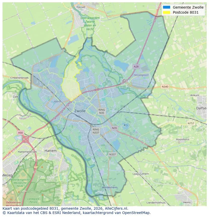Postcodekaart voor 8031