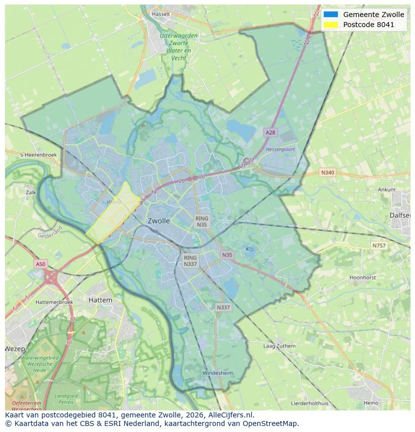 Postcodekaart voor 8041