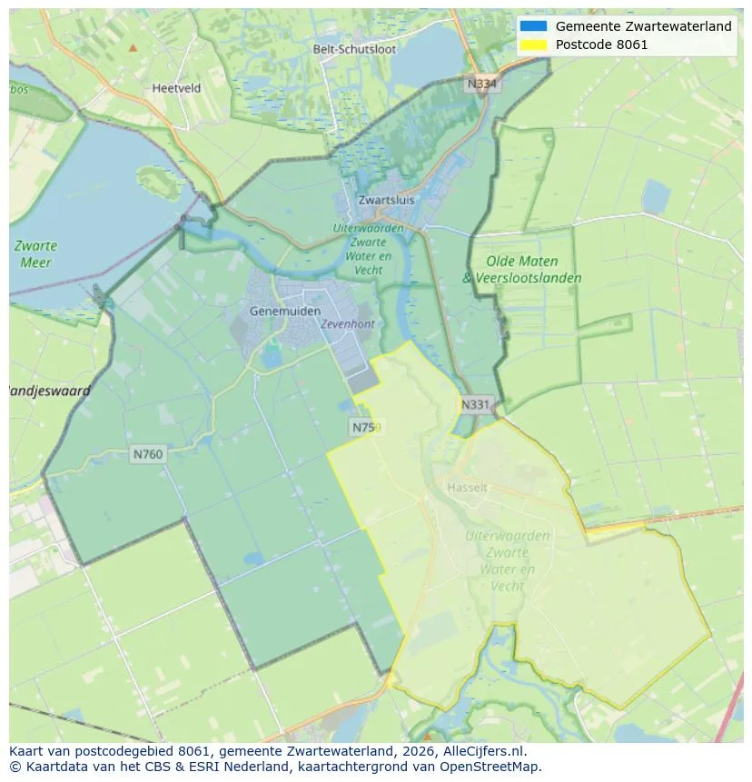 Postcodekaart voor 8061