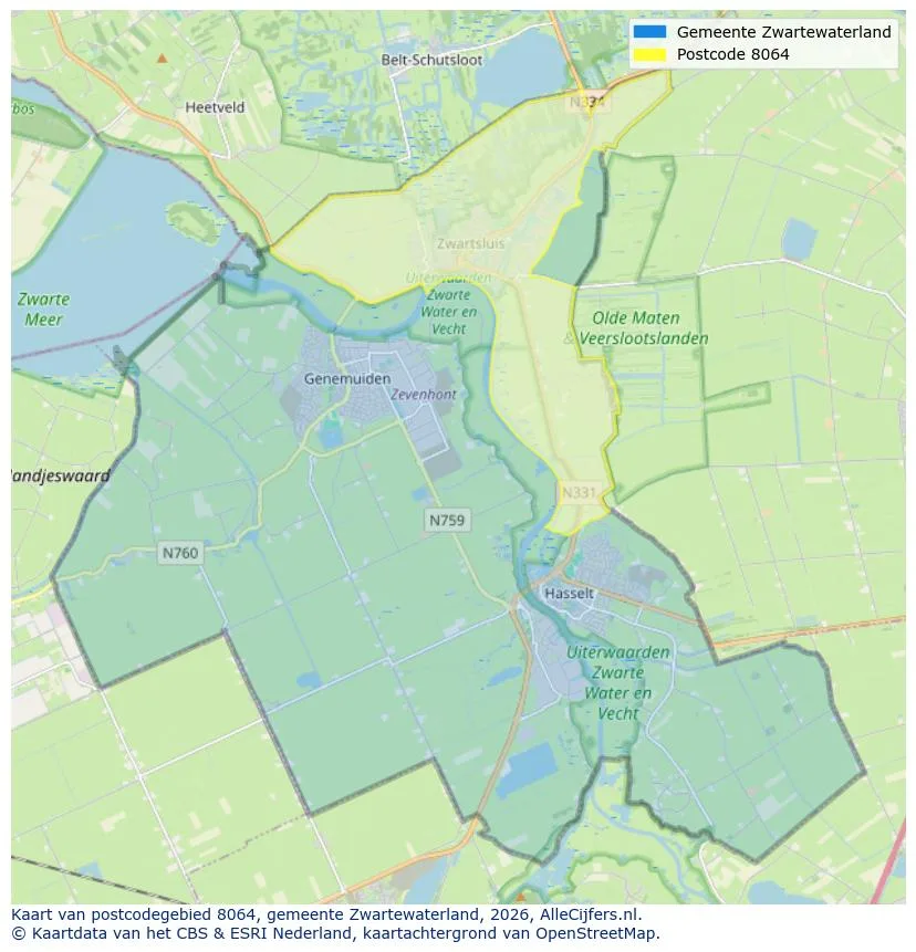 Postcodekaart voor 8064