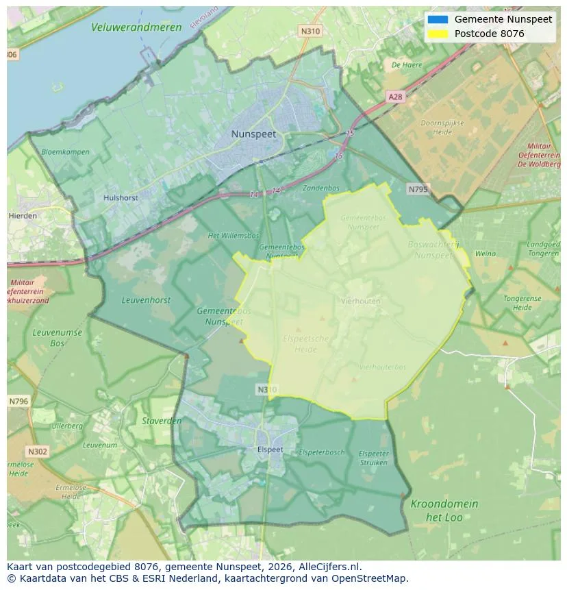 Postcodekaart voor 8076