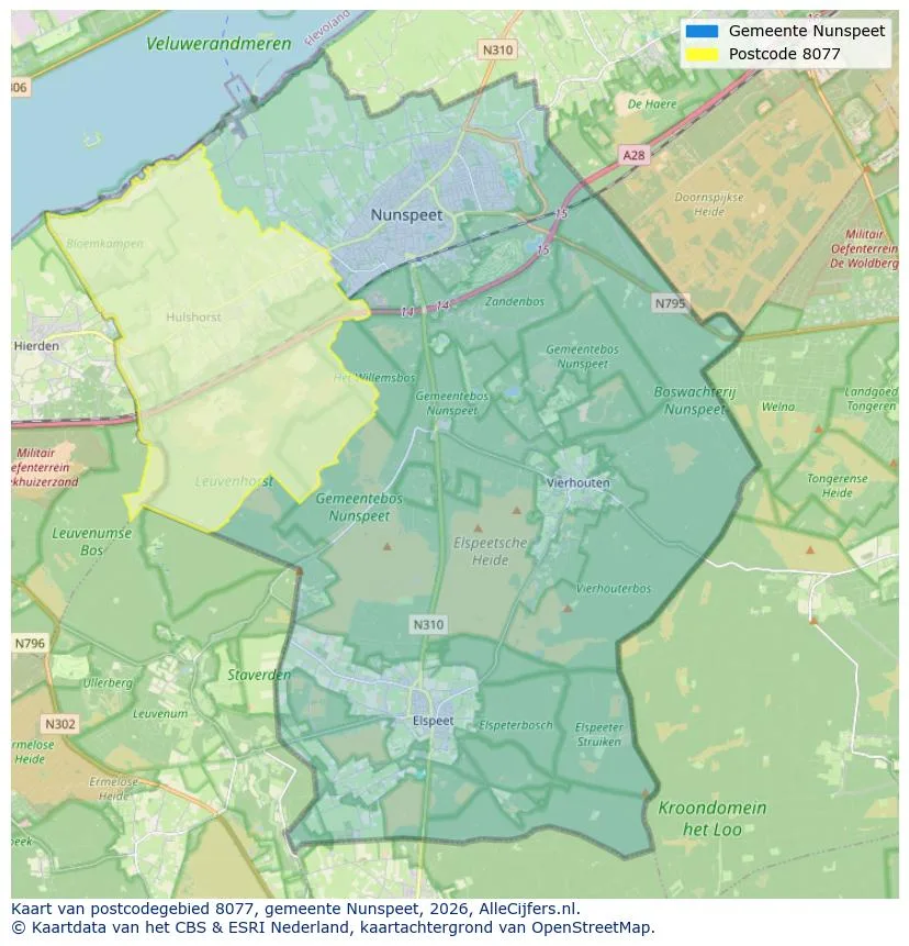 Postcodekaart voor 8077
