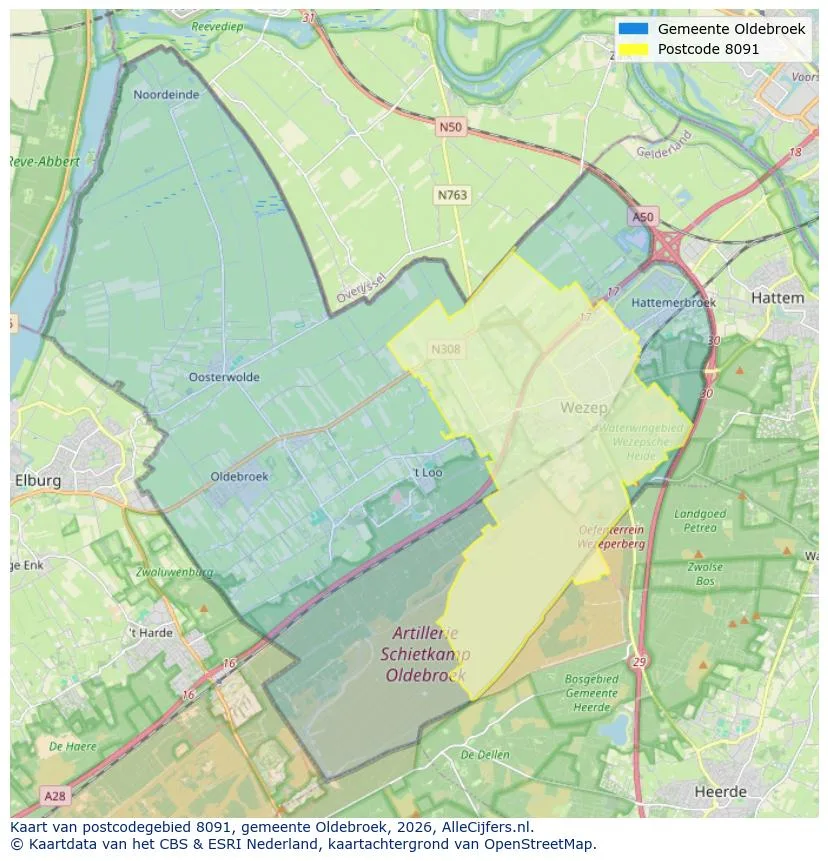 Postcodekaart voor 8091