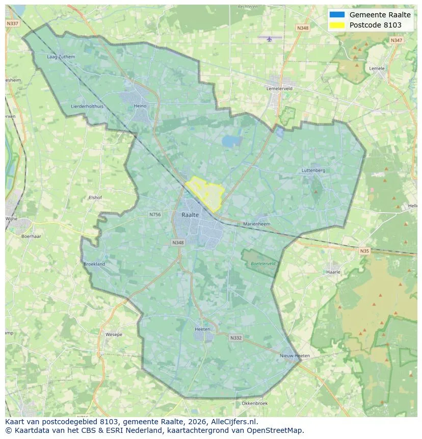 Postcode map for 8103