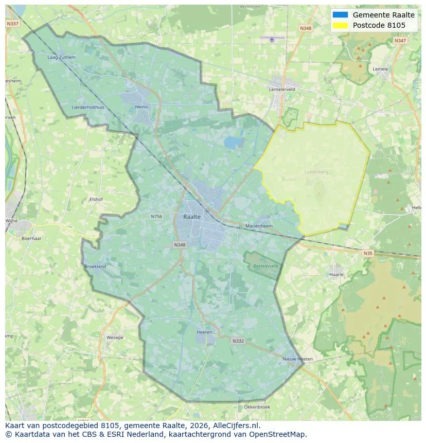 Postcodekaart voor 8105