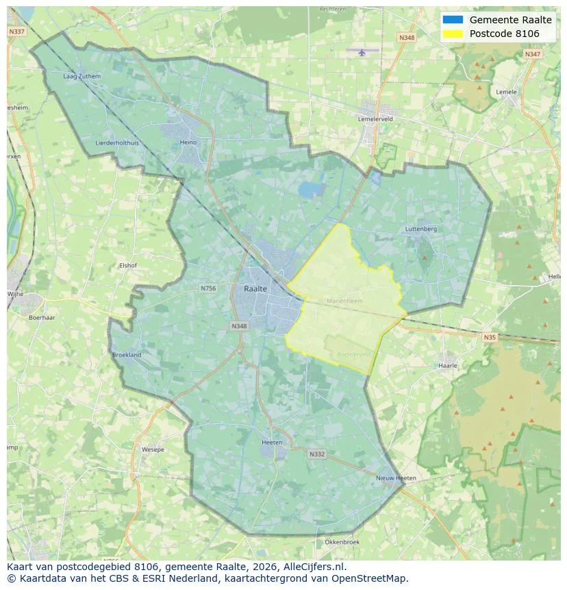 Postcodekaart voor 8106