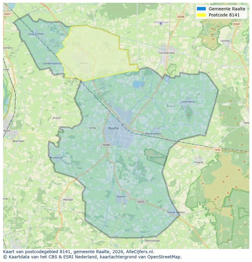 Postcodekaart voor 8141