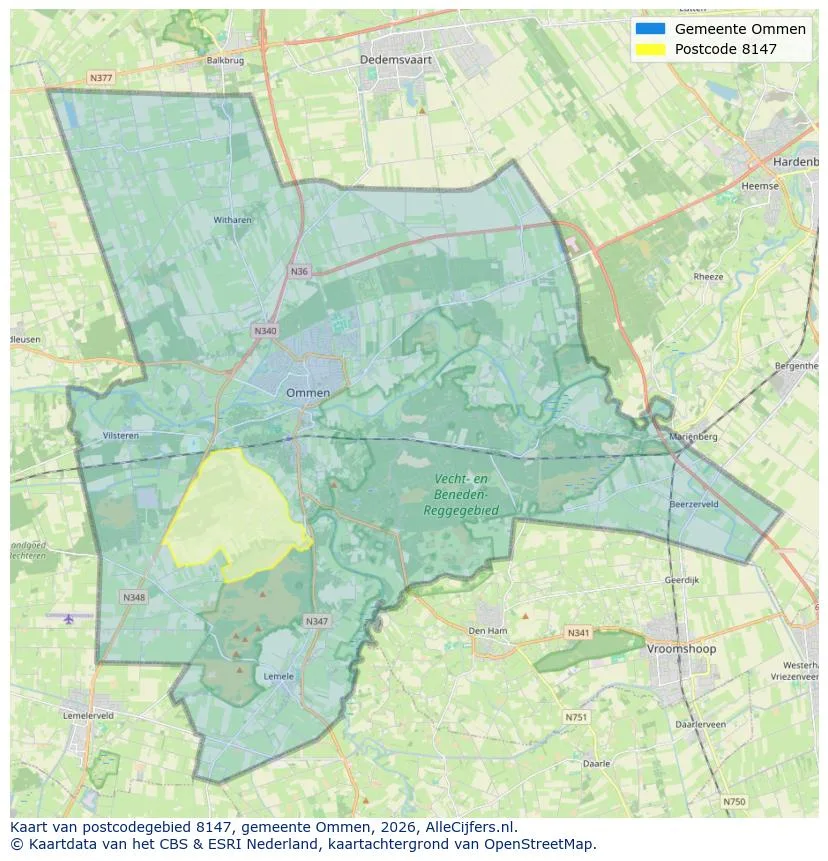 Postcodekaart voor 8147